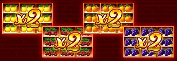 Wild 27 multiplier rule with full-screen fruit and x2 sign