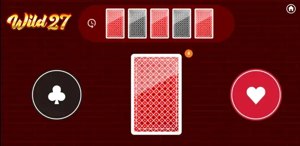 Wild 27 gamble screen with red and black options