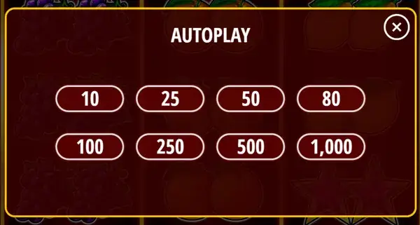 Wild 27 autoplay menu with preset spin counts